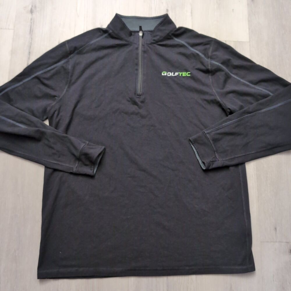 Tasc Sweater Mens L black 1/4 Zip Cloud Organic Cotton Visc Bamboo Long Sleeve